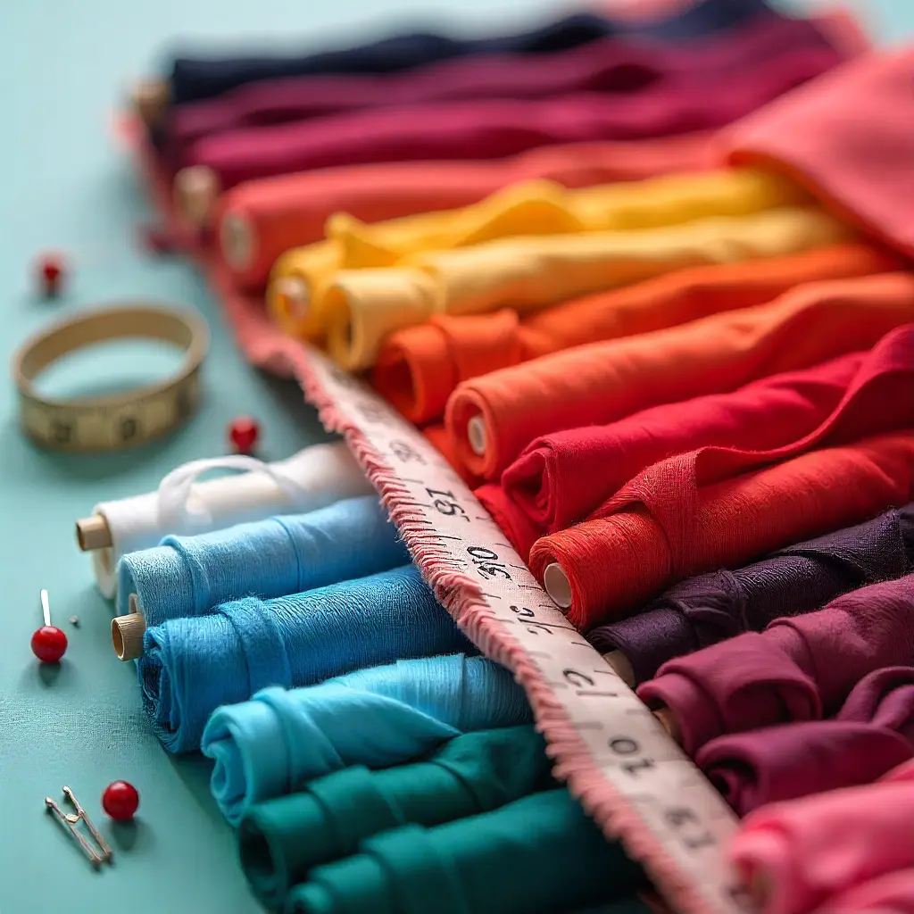 Professional sewing and fabric materials display