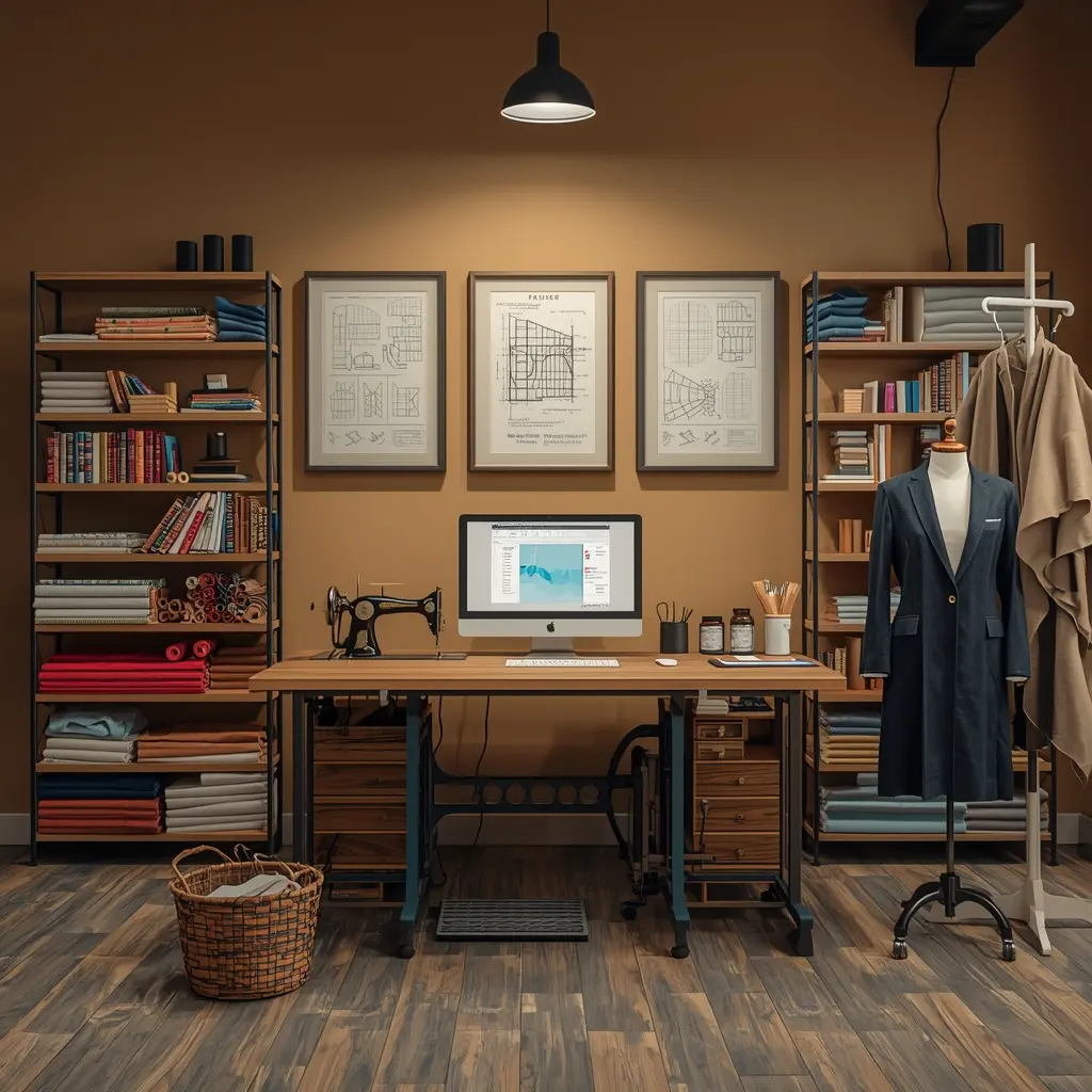 Professional tailor workspace